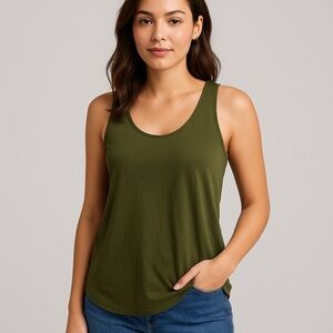 KLD Signature Green Keyhole Back Blouse Normcore Granola Hippie Boho Army L